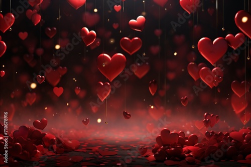 Red passion hearts, dark atmosphere background photo