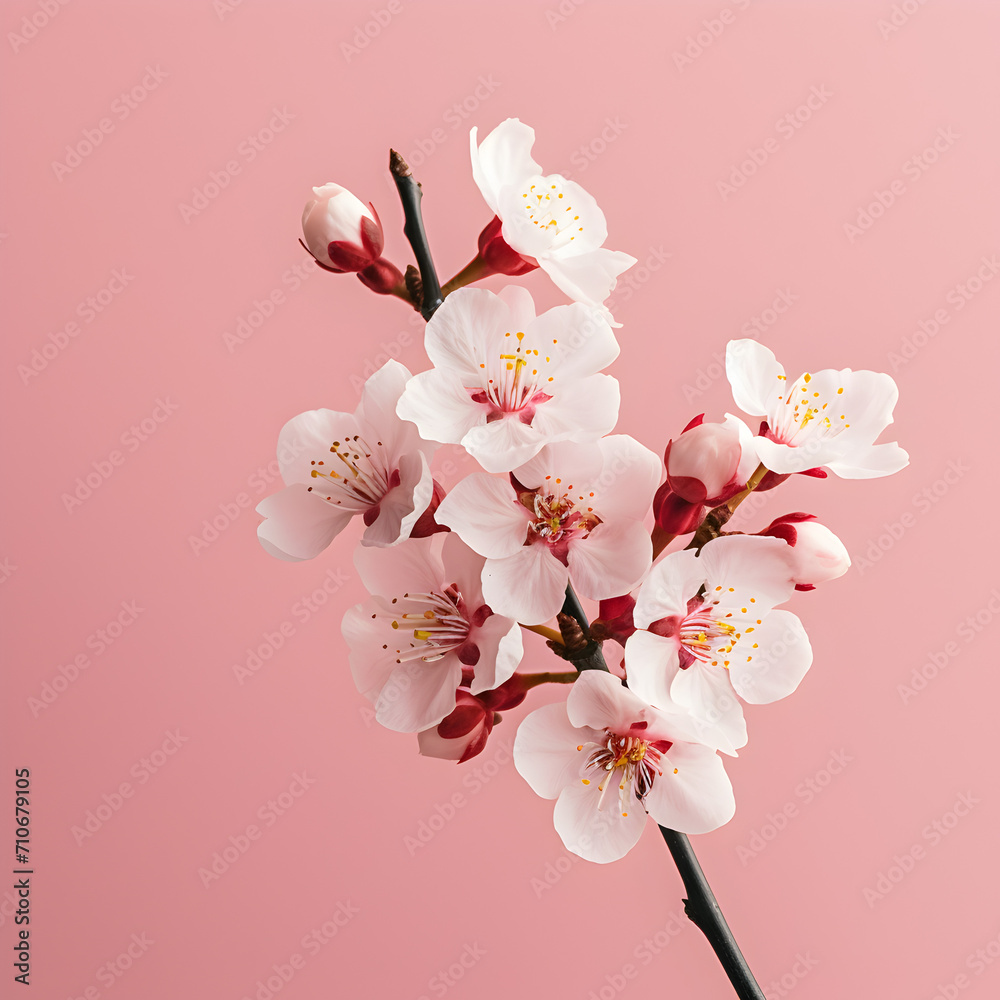 Cherry blossoms on a pink background pink flower.