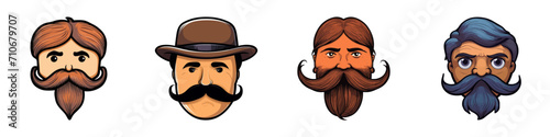 Set of portraits of mustachioed menю Cartoon vector illustratipon