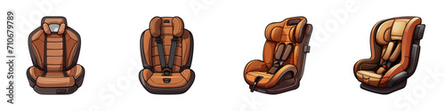Cartoon brown car seat. Vector illustration