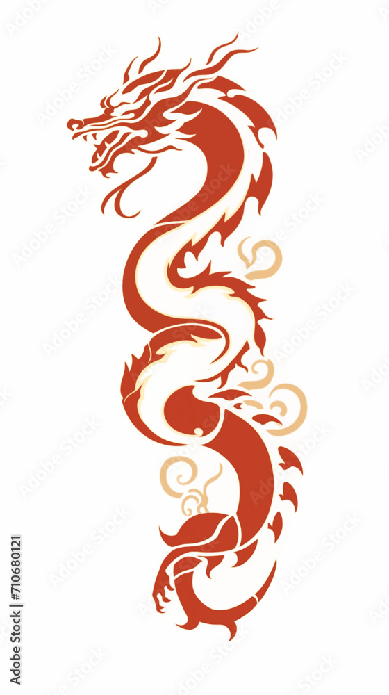 Obraz premium Minimal Red Dragon on Chinese New Year