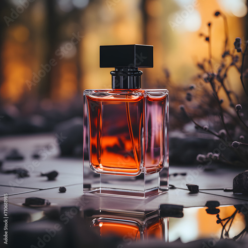 a bottle of perfume on a table photo