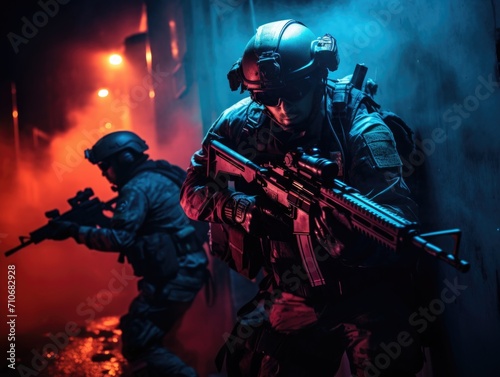 Special forces operators about to strike in night © YamunaART
