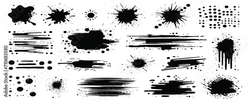 set of spots and stains. Black ink stains  vector illustration  photo