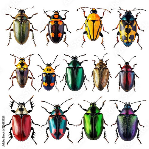 Set of beetles or insects