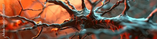 3D model of Neuron banner, in progressive neurodegenerative disease, Alzheimers Parkinsons dementia epilepsy neuroinflammation nervous system photo
