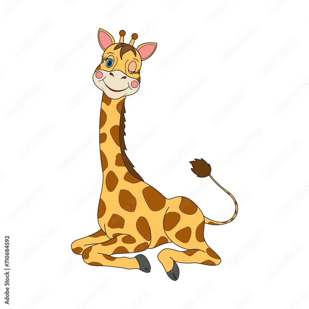 Fototapeta premium Giraffe character design. Cute cartoon animal illustration. Abstract icon for baby posters, art prints, fashion apparel or stickers.