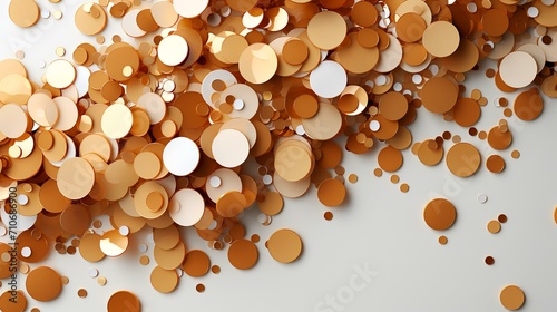 Beige Circle Confetti on a White Isolated Background

