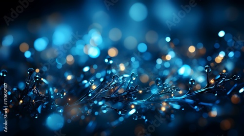 Blue Shining Bokeh Lights with Glowing Particles