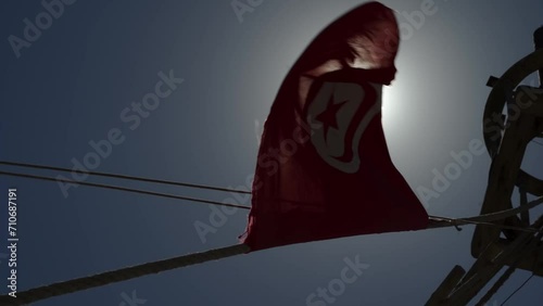 Tunisia flag on the ship's mast 2