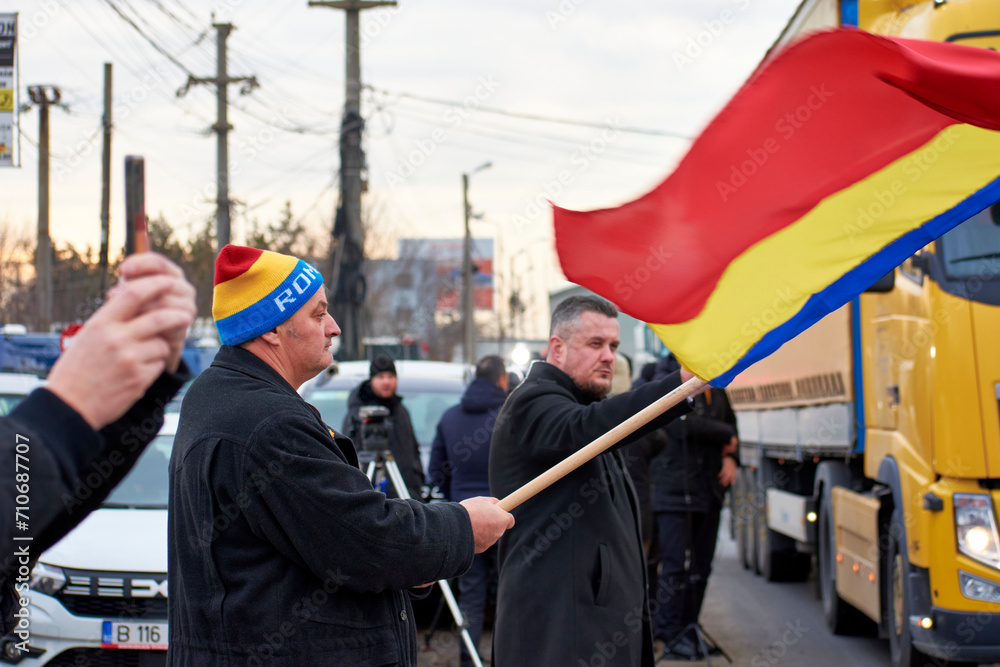 Romanian transporters and farmers protest, Afumati, Ilfov, Romania