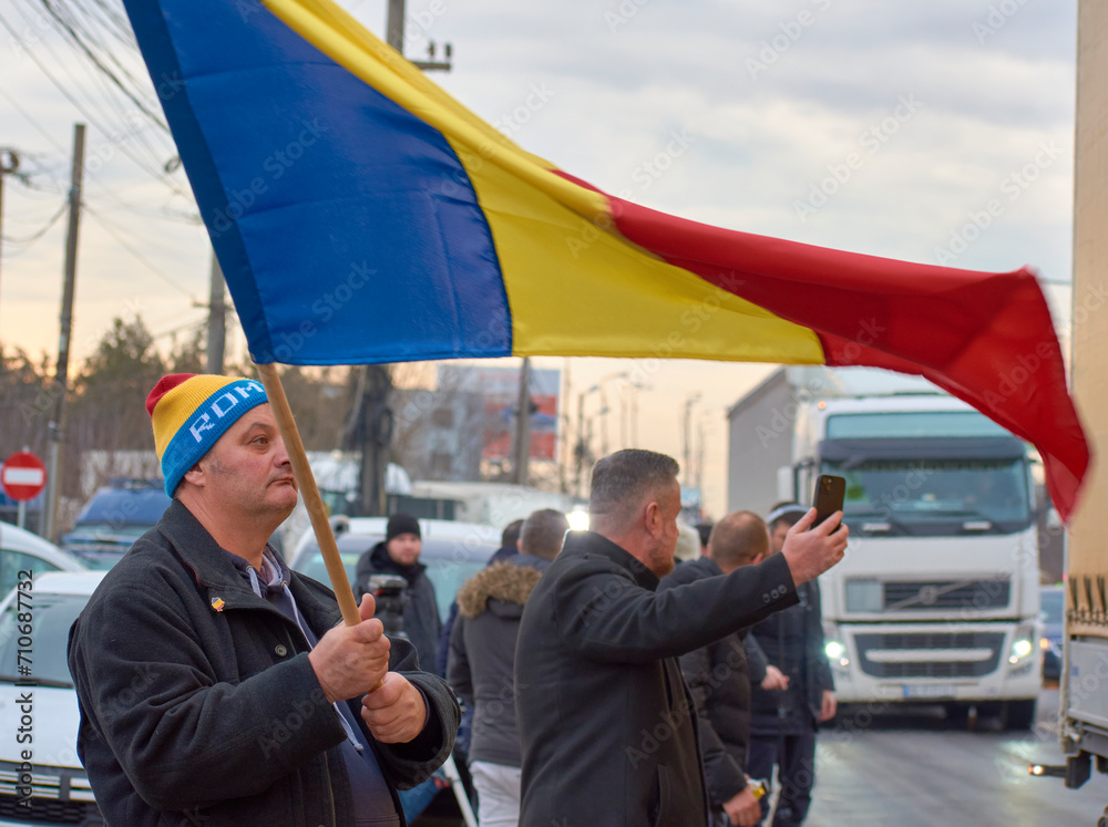 Romanian transporters and farmers protest, Afumati, Ilfov, Romania