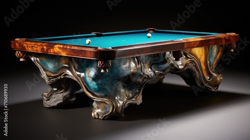 billiard table with balls photo