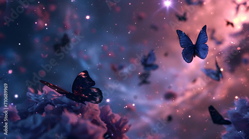Magical Butterflies Glowing in a Mystical Space © John