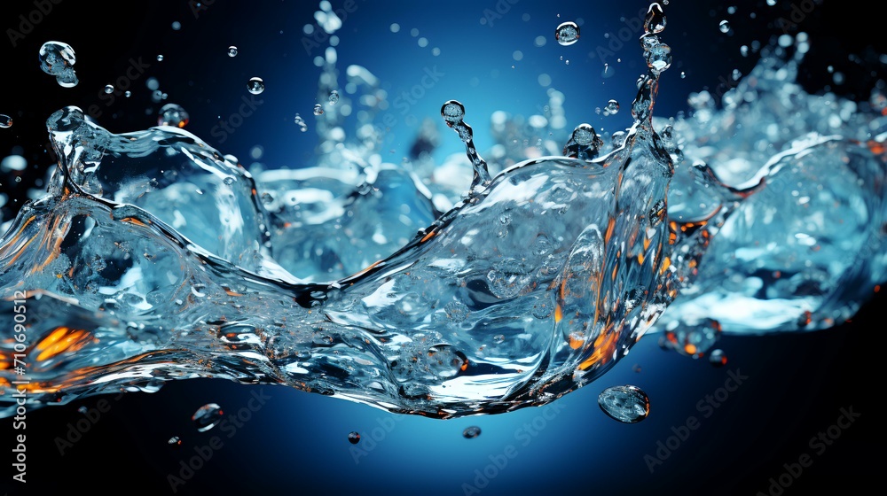 Liquid Sparkle: Glistening Clear Water Splash Frozen in an Abstract Composition