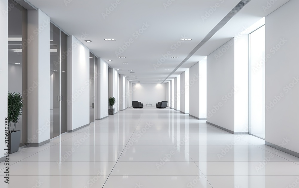 Modern office corridor or hallway interior
