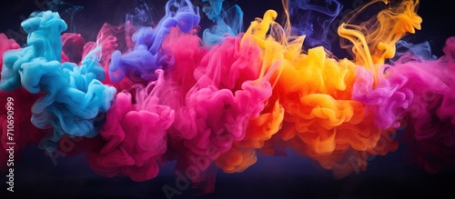Abstract motion colorful smoke flying in the sky. Generate AI image