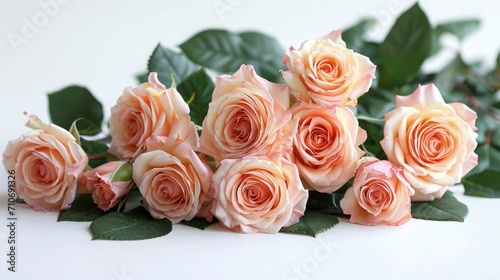 A stunning floral arrangement of roses  various roses on white background