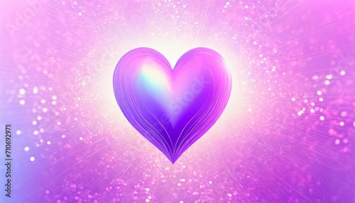 holographic violet heart on abstract background