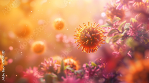 Detailed Microscopic View of Pollen-like Pathogens - Scientific 3D Illustration for Healthcare and Education