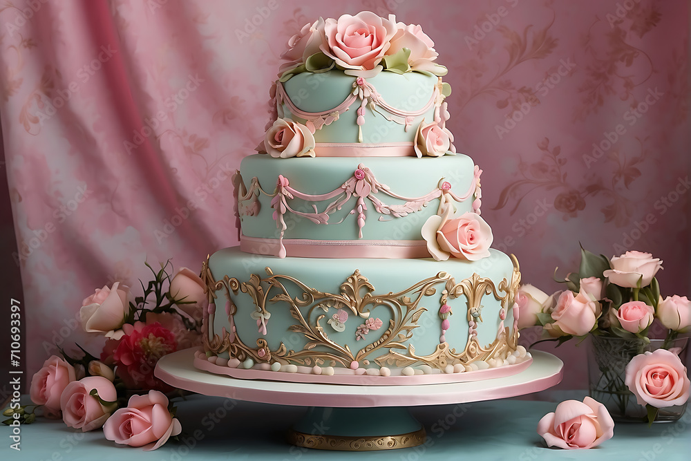 Victorian cake, with Valentines day theme, three tiers Victorian cake, with Valentines day theme, three tiers