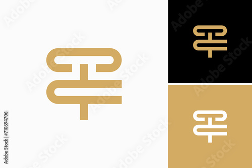 letter CT pillar vector logo premium 