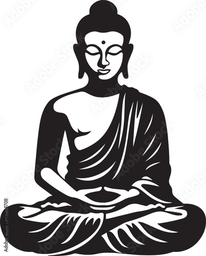Buddha Face, Buddha is sitting, Buddha meditating Vector illustration