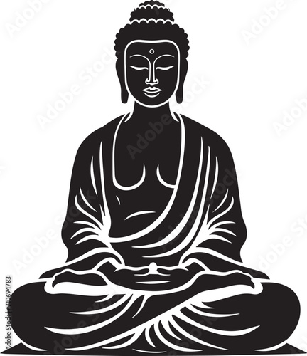 Buddha Face, Buddha is sitting, Buddha meditating Vector illustration