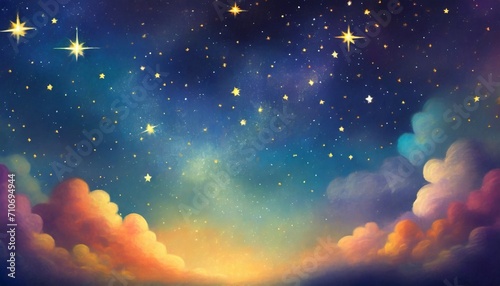 fairy tale world dream starry sky illustration caring poster for world autism day #710694944