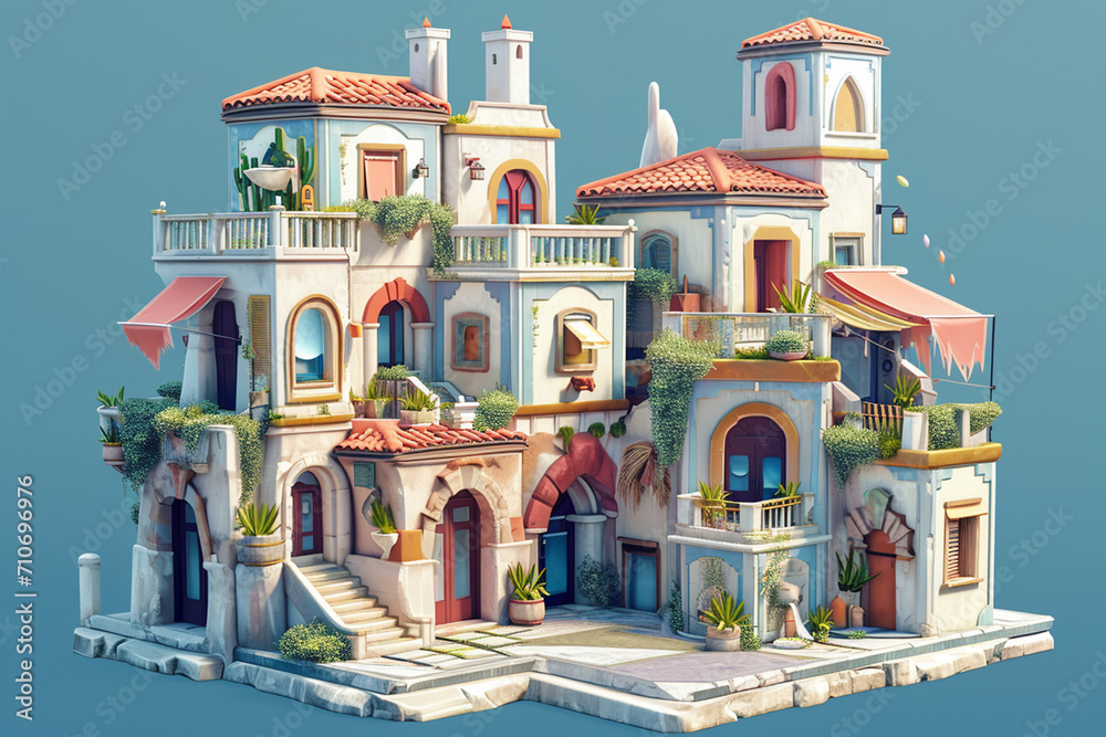 Fototapeta premium Game background 3d stylish architecture illustration