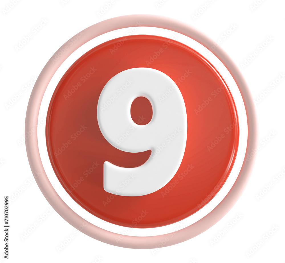 3d number 9 red icon 3d number 9 red icon