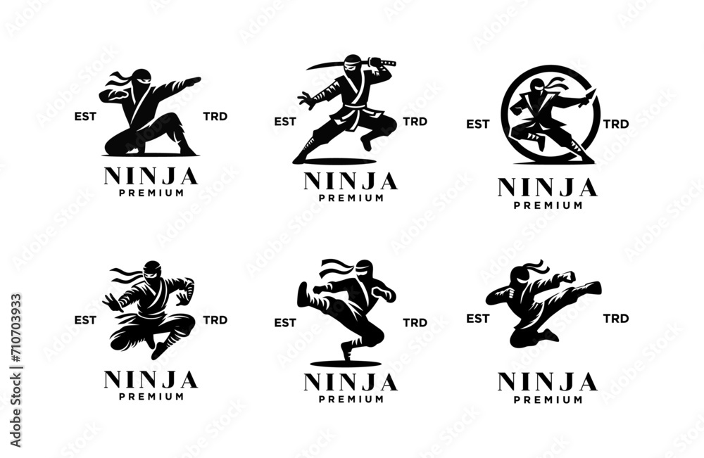 Ninja black logo icon design template illustration