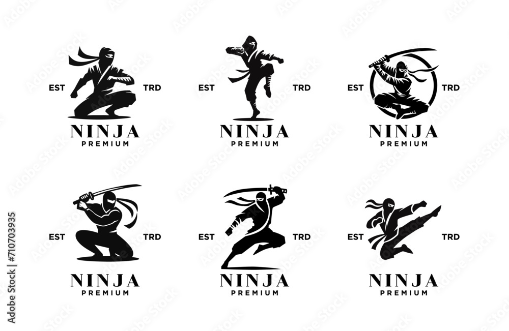 Ninja black logo icon design template illustration Ninja black logo icon design template illustration
