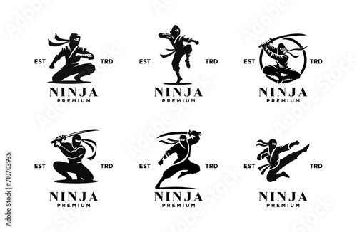 Ninja black logo icon design template illustration