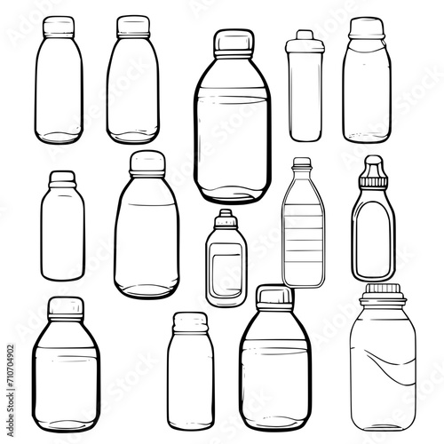 Plastic Bottle SVG Bundle Black and White Illustration Art Generative AI.