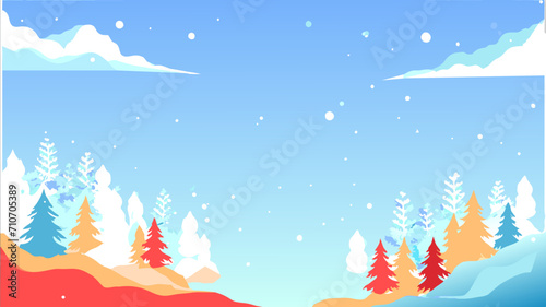 Winter atmospheric landscape with dry plants covered in frost during snowfall