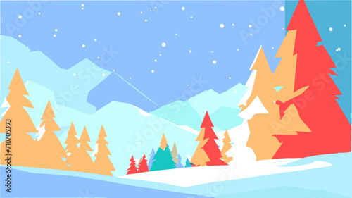 Winter atmospheric landscape with dry plants covered in frost during snowfall