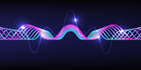 Speaking sound wave lines illustration. Rainbow light gradient motion abstract background.