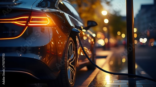 Sustainable Charging Made Simple: Electric Vehicle Stations with Power Cables © Digital Dream Vault
