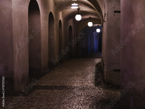 empty alley in old town at night