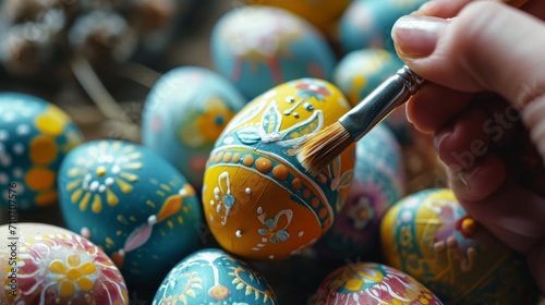 Coloring an Easter egg. The concept of Easter