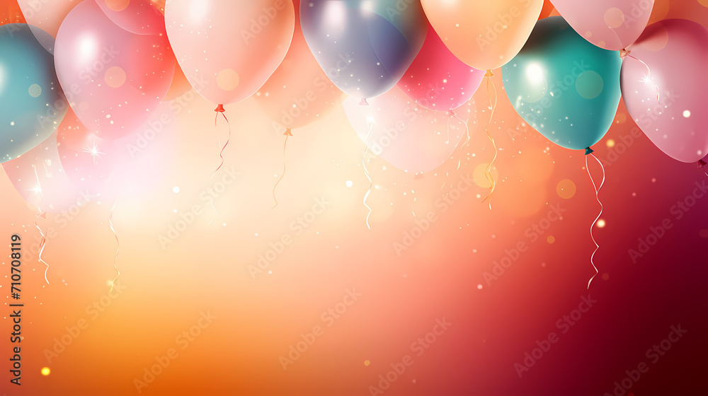 Birthday background with balloons and confetti for birthday card or invitation design