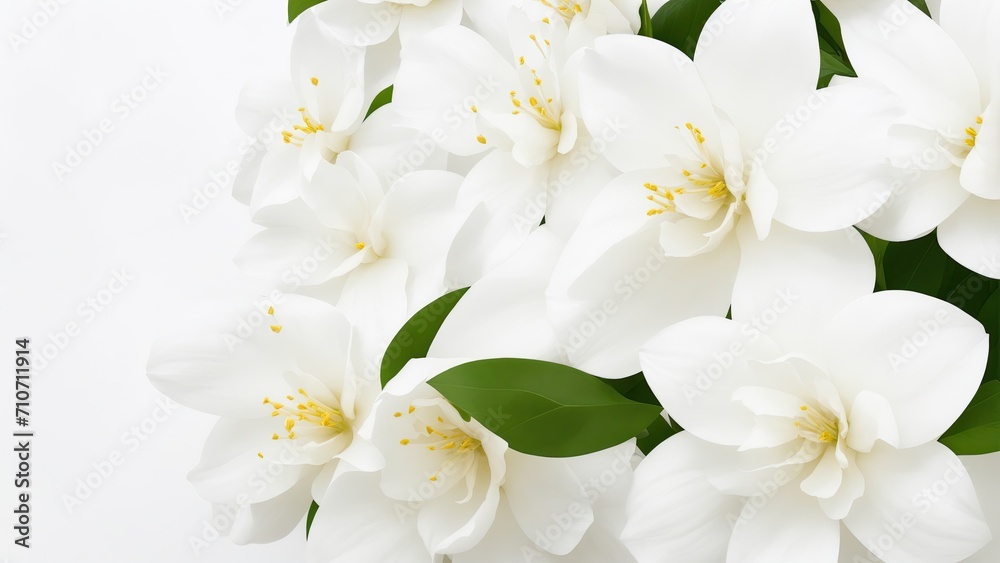 Beautiful Jasmine flowers on white surface Beautiful Jasmine flowers on white surface