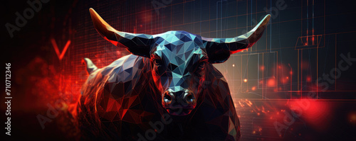 Finance bull market design. Bulls bussiness investment background.