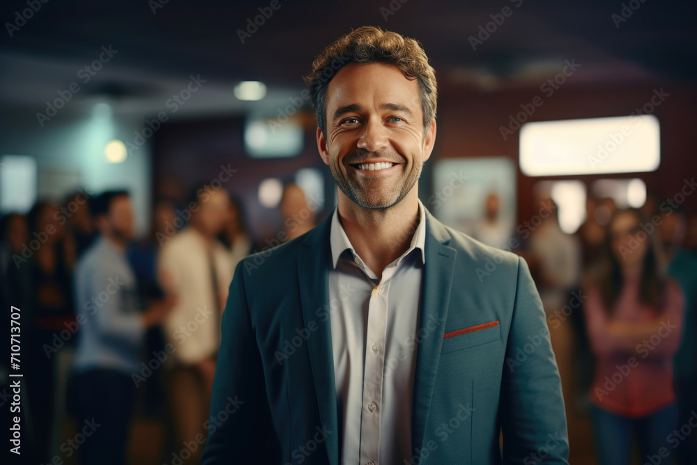 Charismatic Business Leader at Networking Event Charismatic Business Leader at Networking Event