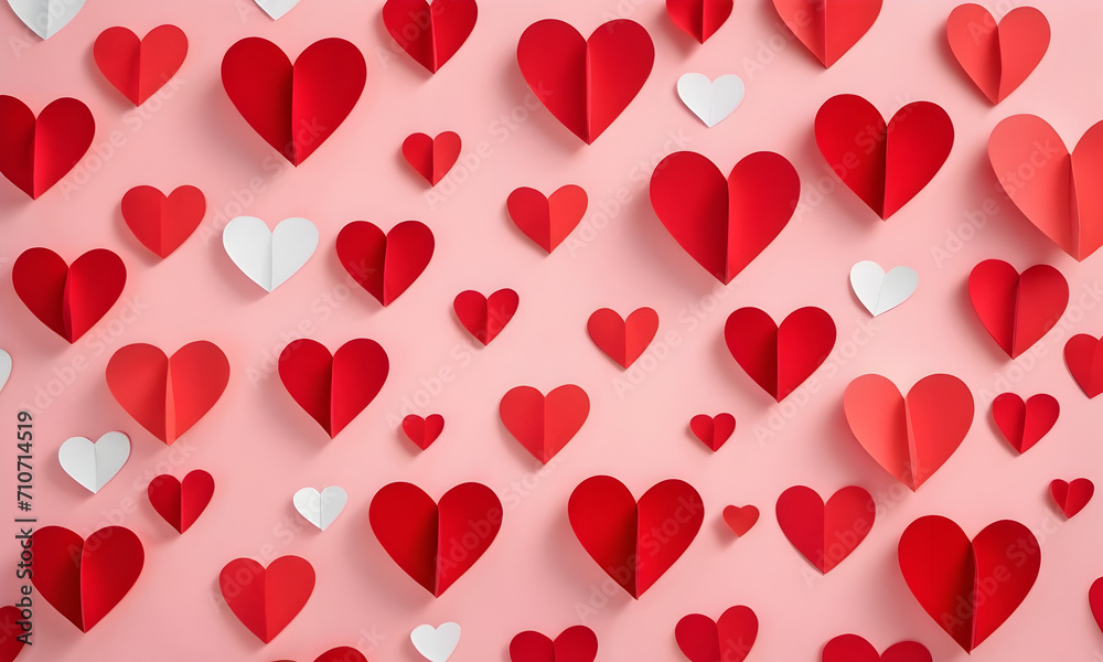 Cascading affection - 3D Hearts Floating St Valentines Day background
