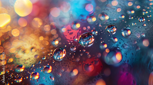 Colored drops flowing down  like rain drops on glass  creating a soft and relaxing picture