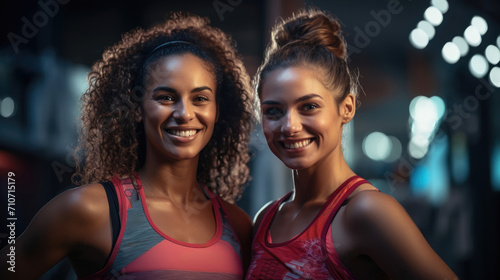 Happy Athletic Women Smiling in Gym