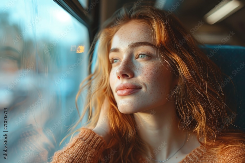 Obraz premium A woman travel journey by train. Generative AI