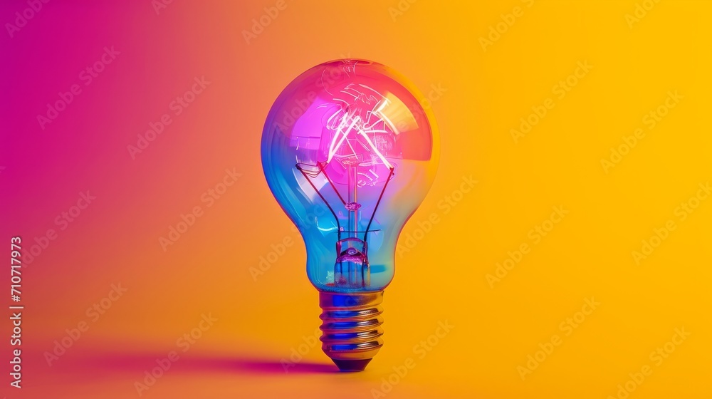 Colorful Light Bulb on Yellow and Pink Background Colorful Light Bulb on Yellow and Pink Background